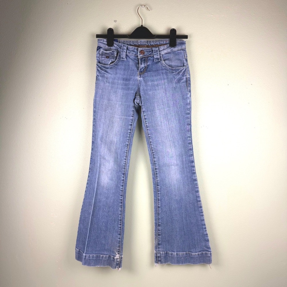 Vintage Vanity Y2K Womens Low Rise Bootcut‎ Jeans Blue Denim 26x31 60-278U1